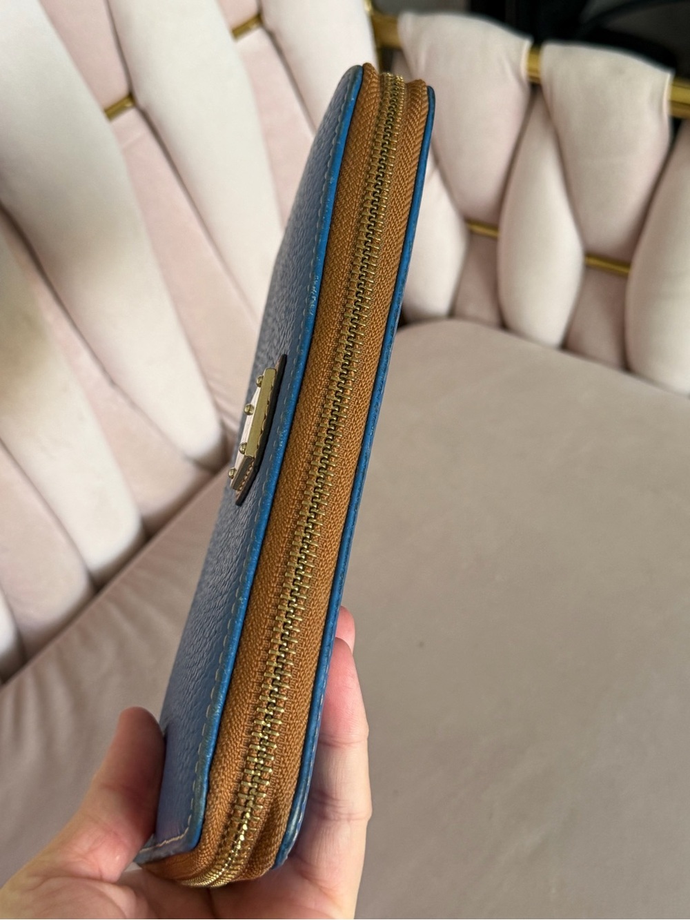 Dooney & Bourke Pebble Leather Zip Wallet in Blue - Picture 5 of 16